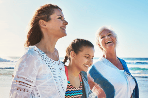 three generations of women with skin concerns